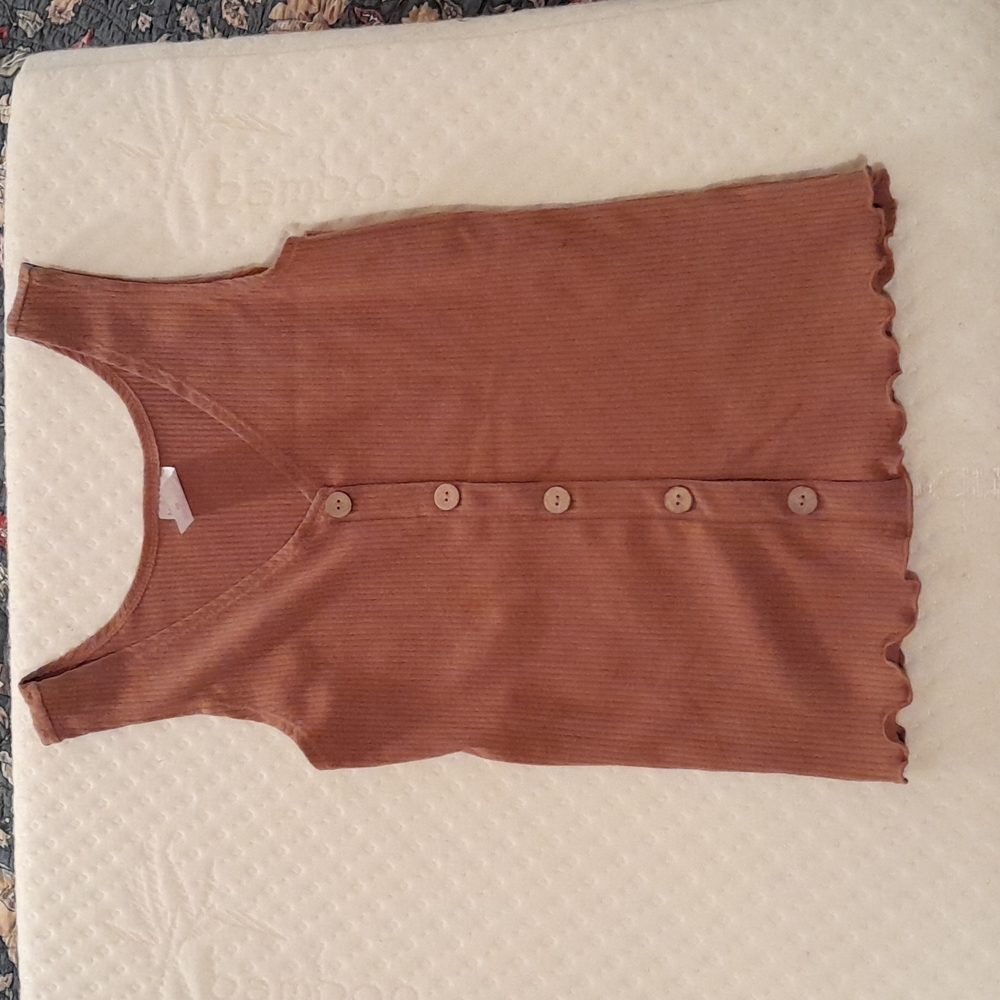 Women's tank top (orange) with buttons, XS